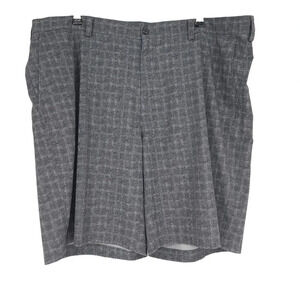 PGA Tour Pro Series Golf Shorts Gray Plaid Flat Front